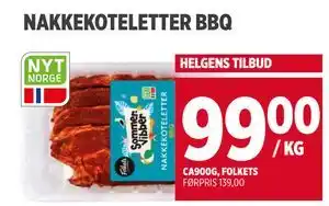 Meny NAKKEKOTELETTER BBQ tilbud