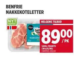 Meny BENFRIE NAKKEKOTELETTER tilbud