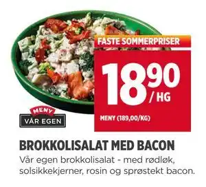 Meny BROKKOLISALAT MED BACON tilbud