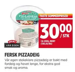 Meny FERSK PIZZADEIG tilbud