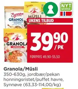 Meny Granola/Müsli tilbud