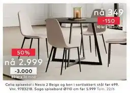 Skeidar Celia spisestol tilbud