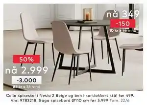 Skeidar Celia spisestol tilbud