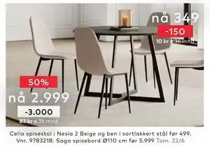 Skeidar Saga spisebord tilbud