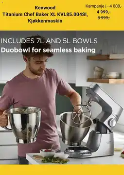 Skousen Kenwood titanium chef baker xl kvl85.004si, kjøkkenmaskin tilbud