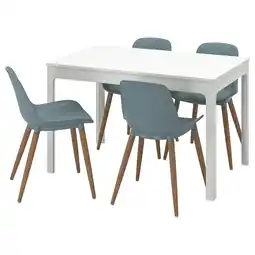 IKEA Ekedalen / grÖnsta Bord og 4 stoler, hvit/gråturkis, 120/180 cm tilbud