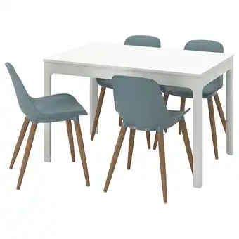 IKEA Ekedalen / grÖnsta Bord og 4 stoler, hvit/gråturkis, 120/180 cm tilbud