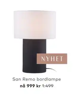 Skeidar San Remo bordlampe tilbud