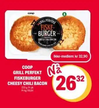 Coop Extra COOP Grill perfekt fiske burger cheesy chili bacon tilbud