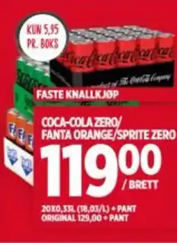 Meny Coca-cola zero/ fanta orange/sprite zero tilbud