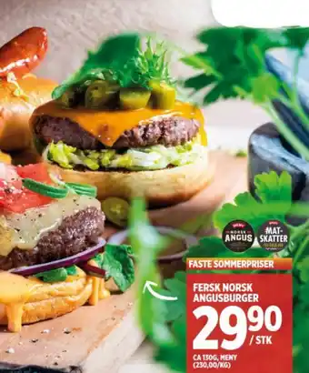 Meny Fersk norsk angusburger tilbud