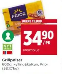Meny PRIOR Grillpølser tilbud