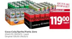 Meny Coca-cola/sprite/fanta zero tilbud