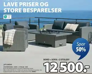 JYSK STAVERN BORD + SOFA + 2 STOLER - GRÅ tilbud