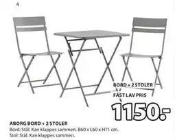 JYSK ABORG BORD + 2 STOLER tilbud