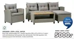JYSK VEN BORD + SOFA + STOL - NATUR tilbud