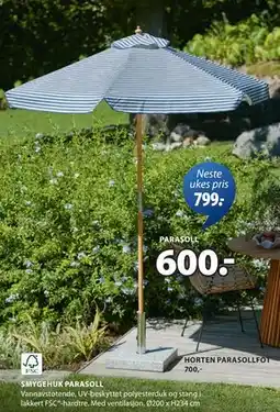 JYSK SMYGEHUK PARASOLL tilbud