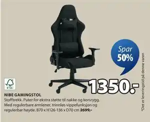 JYSK NIBE GAMINGSTOL tilbud