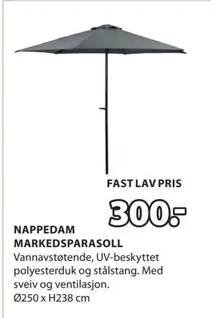 JYSK NAPPEDAM MARKEDSPARASOLL tilbud