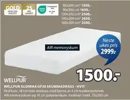 JYSK WELLPUR GLOMMA GF30 SKUMMADRASS - HVIT tilbud