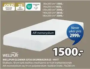 JYSK WELLPUR GLOMMA GF30 SKUMMADRASS - HVIT tilbud