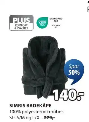 JYSK SIMRIS BADEKÅPE tilbud