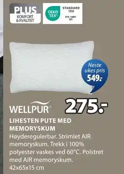 JYSK LIHESTEN PUTE MED MEMORYSKUM tilbud