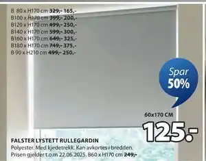 JYSK FALSTER LYSTETT RULLEGARDIN tilbud