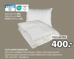 JYSK ALTA ANDEFJÆRSDYNE tilbud