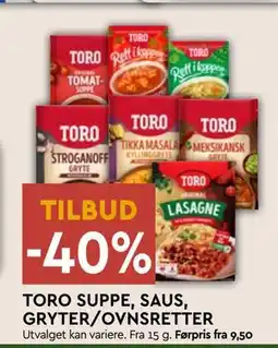 Coop Mega TORO SUPPE, SAUS, GRYTER/OVNSRETTER tilbud