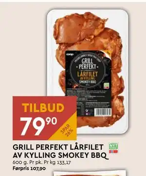 Coop Mega GRILL PERFEKT LÅRFILET AV KYLLING SMOKEY BBQ tilbud
