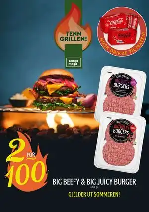 Coop Mega Big beefy & big juicy burger tilbud