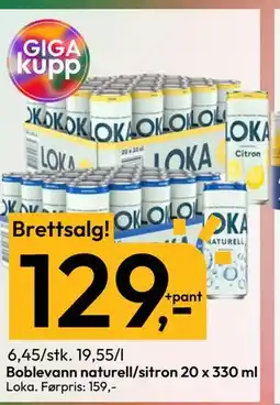 Gigaboks Boblevann naturell/sitron 20 x 330 ml tilbud