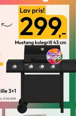 Gigaboks Mustang kulegrill 43 cm tilbud