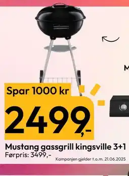 Gigaboks Mustang gassgrill kingsville 3+1 tilbud