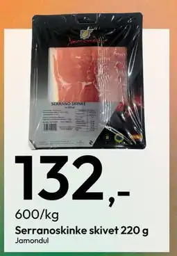 Gigaboks Serranoskinke skivet 220 g tilbud