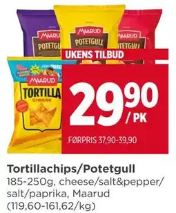 Meny Tortillachips/Potetgull tilbud