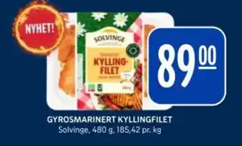 Rema 1000 SOLVINGE Gyrosmarinert kyllingfilet tilbud