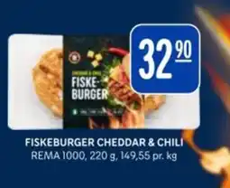 Rema 1000 REMA Fiskeburger cheddar & chili tilbud