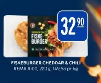 Rema 1000 REMA Fiskeburger cheddar & chili tilbud