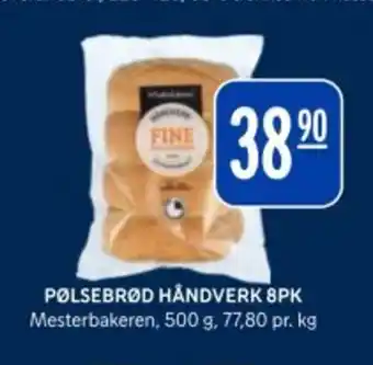 Rema 1000 MESTERBAKEREN Pølsebrød håndverk 8pk tilbud