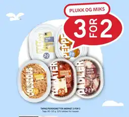 Rema 1000 Tapas/ferdigretter merket 3 for 2 tilbud