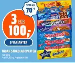 Coop Obs NIDAR Sjokoladeplater tilbud