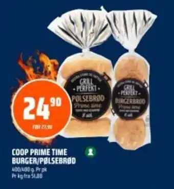 Coop Obs COOP Prime time burger/pølsebrød tilbud
