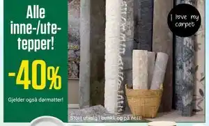 Europris Alle inne-/utetepper! -40% tilbud