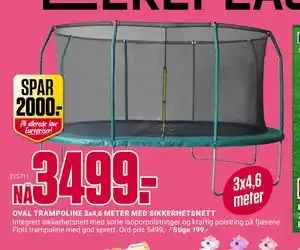 Europris OVAL TRAMPOLINE 3x4,6 METER MED SIKKERHETSNETT tilbud