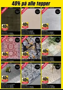 Europris 40% på alle tepper tilbud