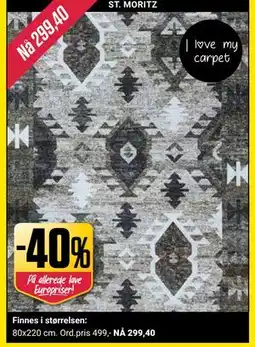 Europris 40% på alle tepper tilbud