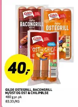 Bunnpris GILDE OSTEGRILL, BACONGRILL M/OST OG OST & CHILIPØLSE tilbud