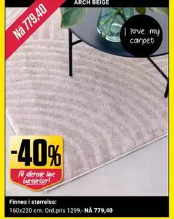 Europris 40% på alle tepper tilbud